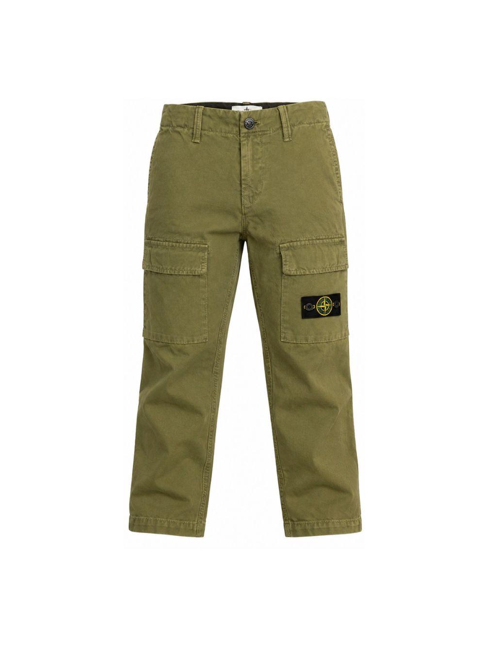 Cargo per bambino Stone Island Kids verde con applicazione Compass L2S163100001S0104 V015G STONE ISLAND KIDS 