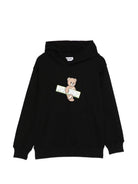 Felpa per bambino Moschino Kids nera con cappuccio HUF09KLCA90 60100 MOSCHINO KIDS 