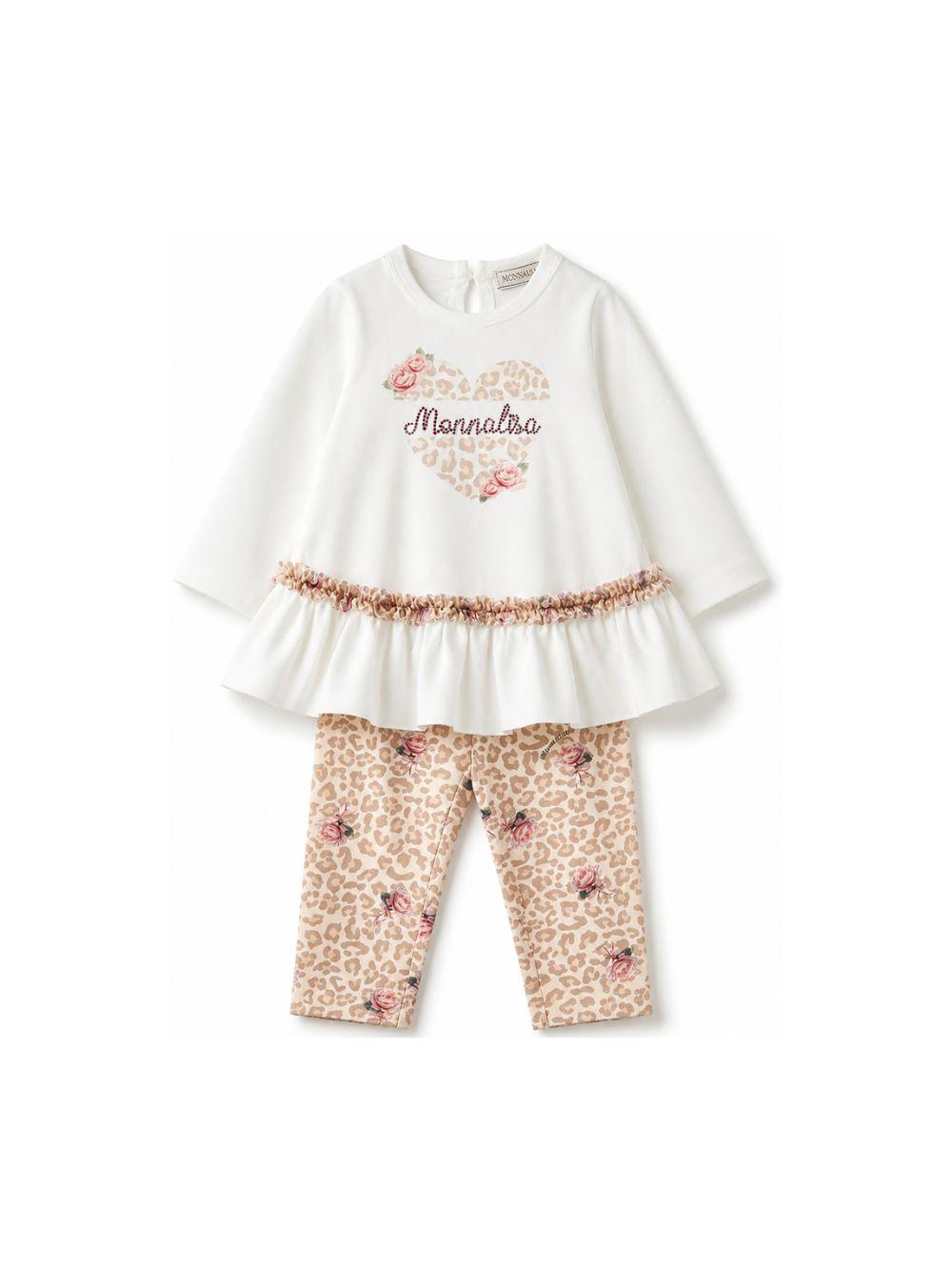Completo t-shirt e pantaloni per neonata Monnalisa Kids multicolore con stampa leopardata 39H500 8002 0180 MONNALISA KIDS 
