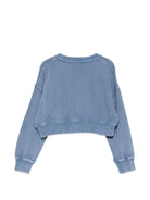 Felpa per bambina Stella McCartney Kids blu girocollo con logo TY4B90 Z0499 668 STELLA McCARTNEY KIDS 