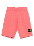 Shorts con applicazione Compass per bambino Stone Island Junior rosa con tasca laterale K1S166200006S0040 V0089 STONE ISLAND JUNIOR 