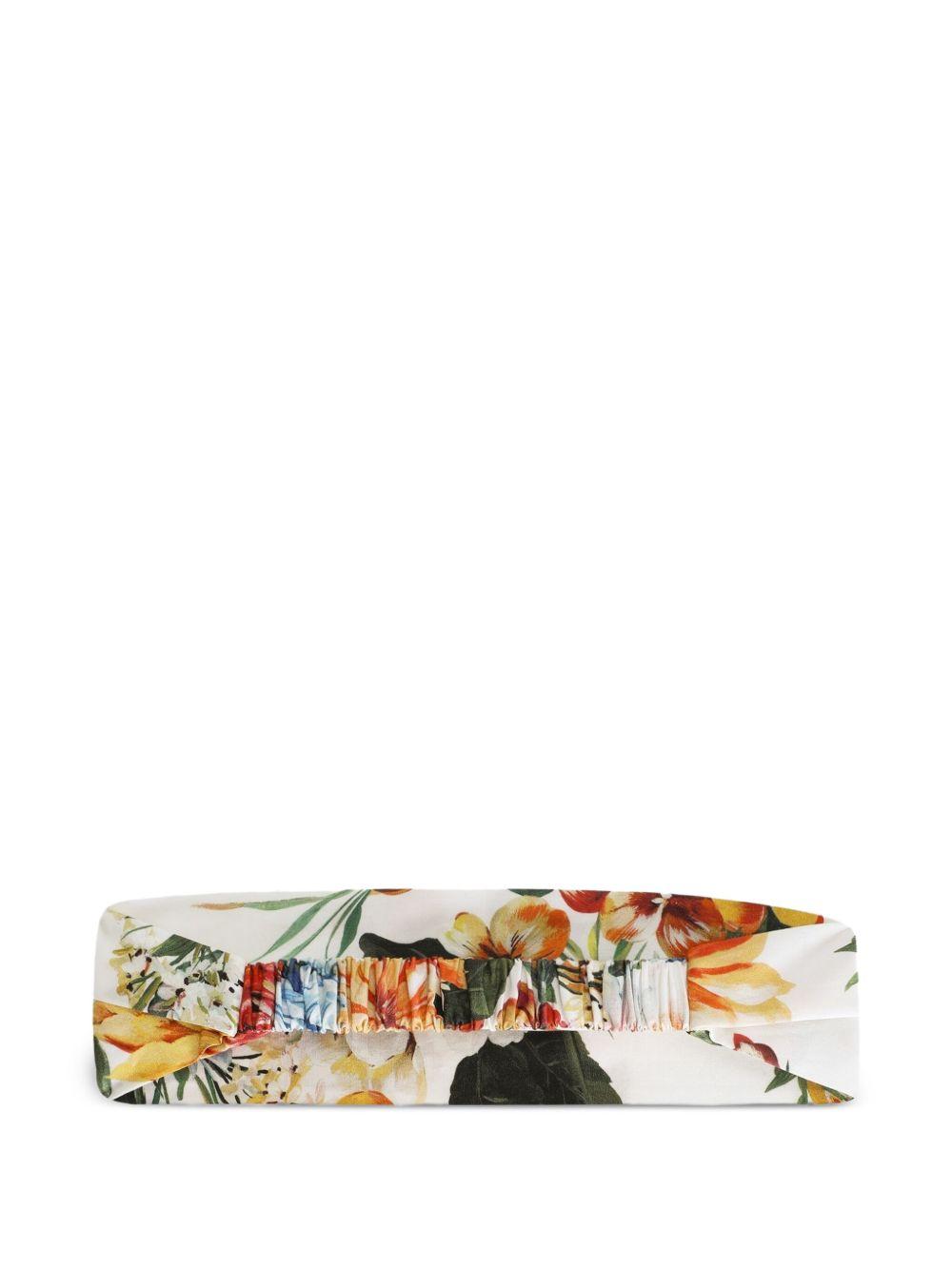 Fascia per capelli per bambina Dolce & Gabbana Kids bianco con stampa a fiori LB4H91 HS5TV HA5PC DOLCE & GABBANA KIDS 