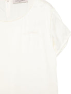 T-shirt per bambina Alberta Ferretti Kids bianca con logo ricamato sul davanti R1G603 7142 0035 ALBERTA FERRETTI KIDS 