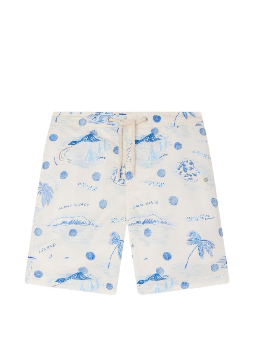 Costume da bagno Ariel per bambino Bonpoint beige con stampa grafica S06BSSW00001 615 BONPOINT KIDS 