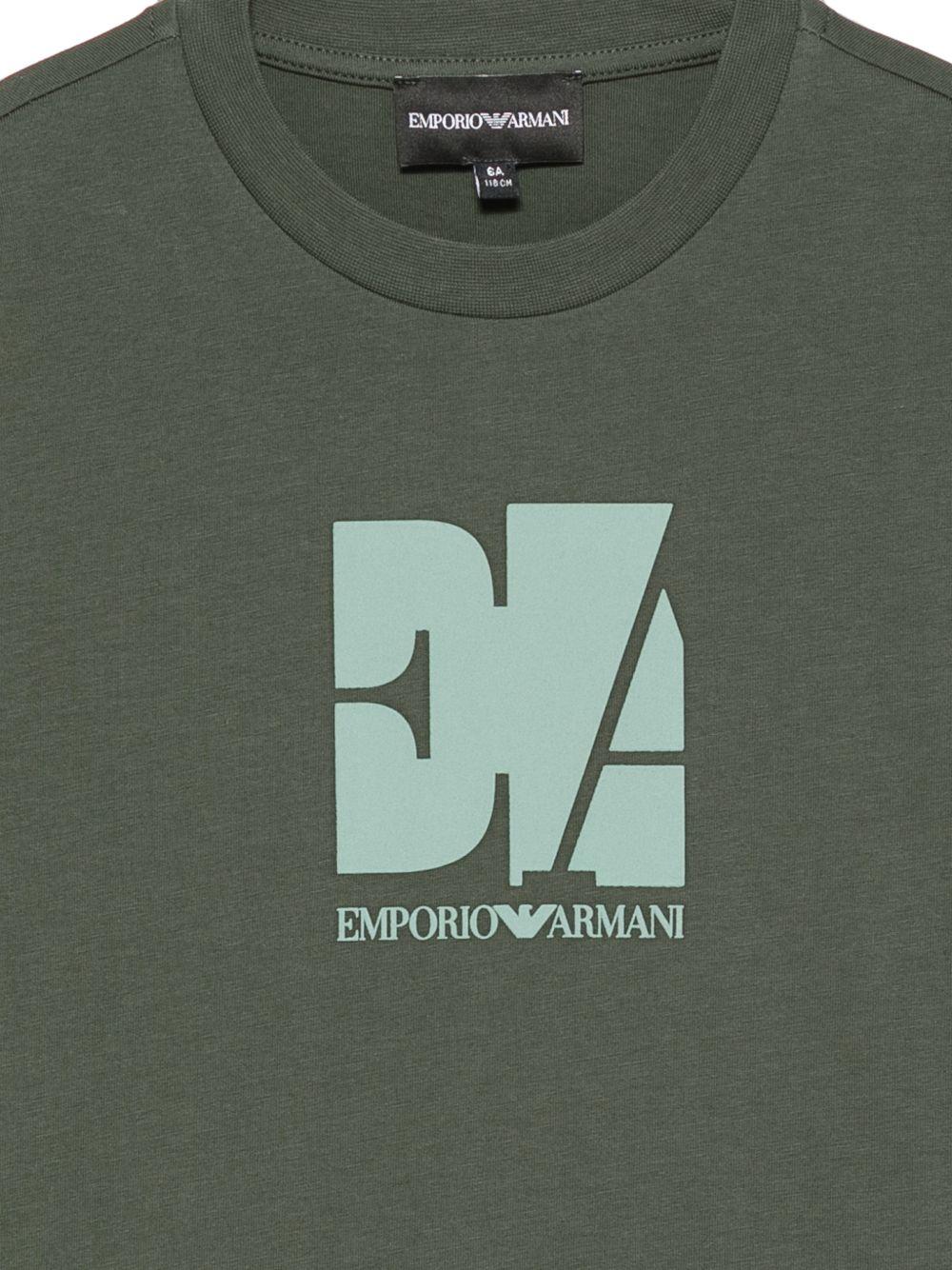 T-shirt per bambino Emporio Armani Kids verde con stampa grafica EB001667 AF26009 U8114 EMPORIO ARMANI KIDS 
