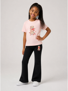 Pantaloni per bambina Moschino Kids neri con stampa Teddy Bear HEP050LDA63 60100 MOSCHINO KIDS 
