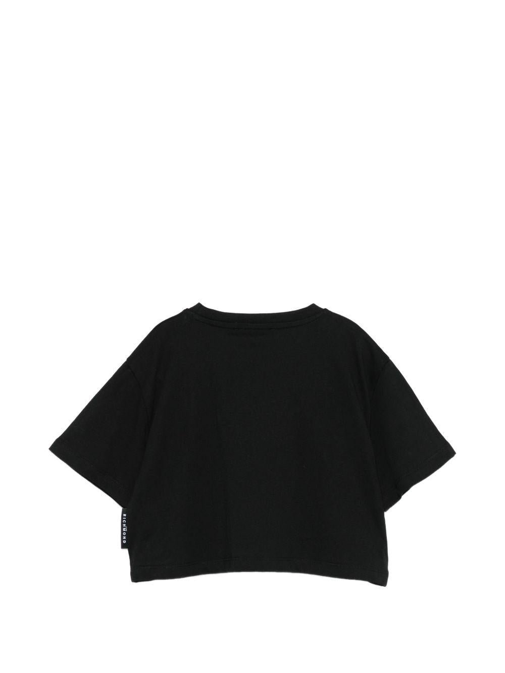 T-shirt per bambina John Richmond Junior nera modello crop RGP26203TS BLACK JOHN RICHMOND KIDS 