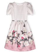 Abito a fiori per bambina Monnalisa bianco con tessuto in twill 71D902 4620 0094 MONNALISA KIDS 