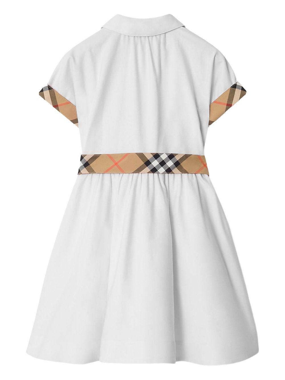 Abito per neonata Burberry Kids bianco con inserti con design vintage check 8121228 A1464 BURBERRY KIDS 