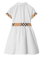 Abito per neonata Burberry Kids bianco con inserti con design vintage check 8121228 A1464 BURBERRY KIDS 