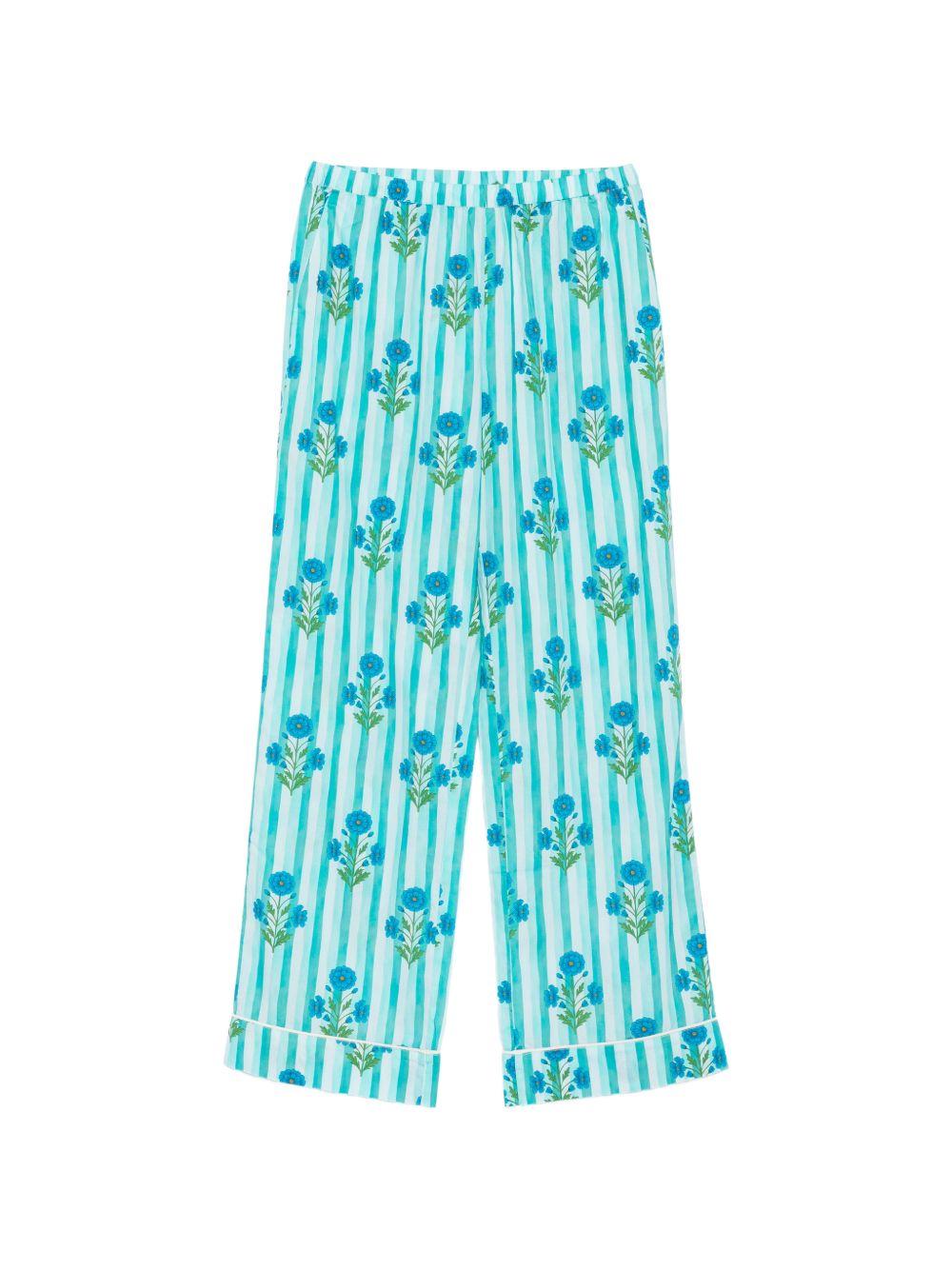 Pantaloni per donna MC2 Sain Barth azzurri con stampa grafica floreale INS0001 08005L MC2 ST. BARTH 
