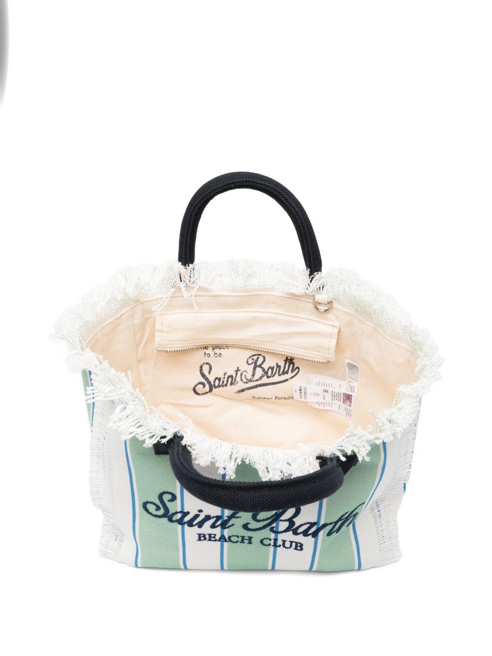 Borsa Colette MC2 Saint Barth bianca e verde con motivo a righe COL0001 00937L MC2 ST. BARTH KIDS 
