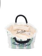 Borsa Colette MC2 Saint Barth bianca e verde con motivo a righe COL0001 00937L MC2 ST. BARTH KIDS 