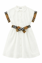 Abito per bambina Burberry Kids bianco con chiusura frontale con bottoni 8117162 A1464 BURBERRY KIDS 