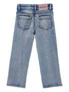 Jeans per bambina Monnalisa in denim con ricamo a fiori 19G404 7015 055B MONNALISA KIDS 