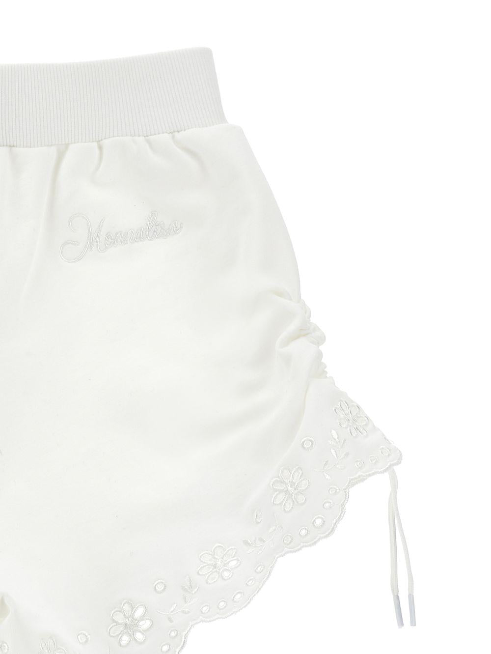 Shorts per bambina Monnalisa bianchi con ricamo a fiori 17G401 7014 0001 MONNALISA KIDS 