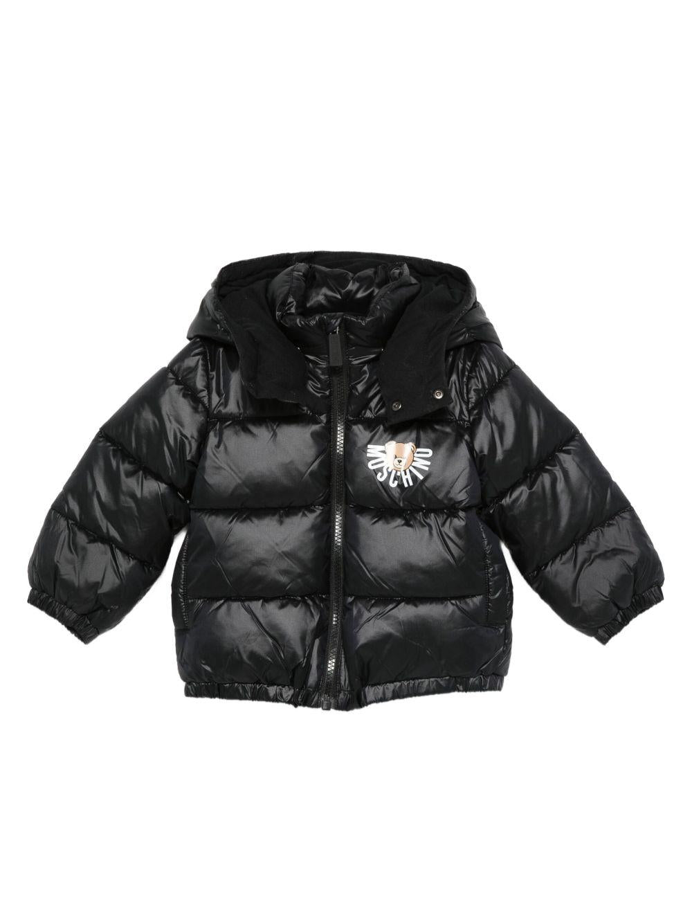 Piumino per neonati Moschino Kids nero con stampa con logo MUS032L3A32 60100 MOSCHINO KIDS 