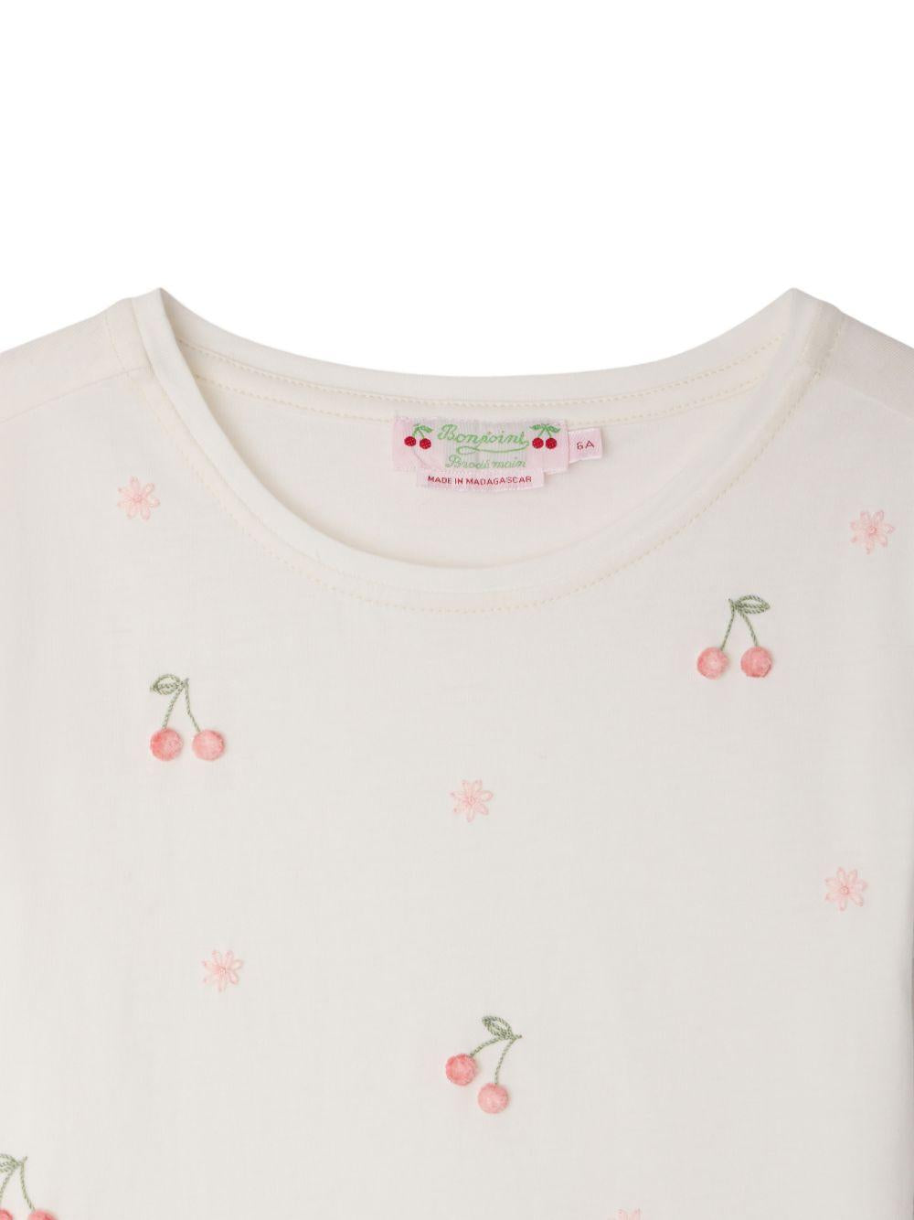 T-shirt per bambina Bonpoint bianca con stampa ciliegie S06GTSK00009 102 BONPOINT KIDS 