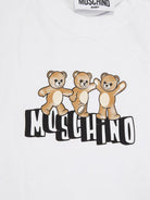 Set t-shirt e shorts per neonato Moschino Kids bianco e nero con stampa Teddy MXG00MLAA17 83240 MOSCHINO KIDS 