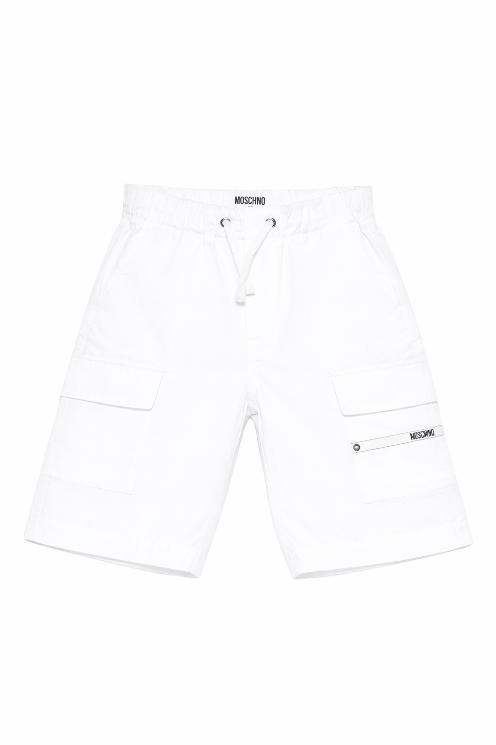 Shorts cargo per bambino Moschino Kids bianco con dettaglio logo HUQ02ILLA14 10101 MOSCHINO KIDS 