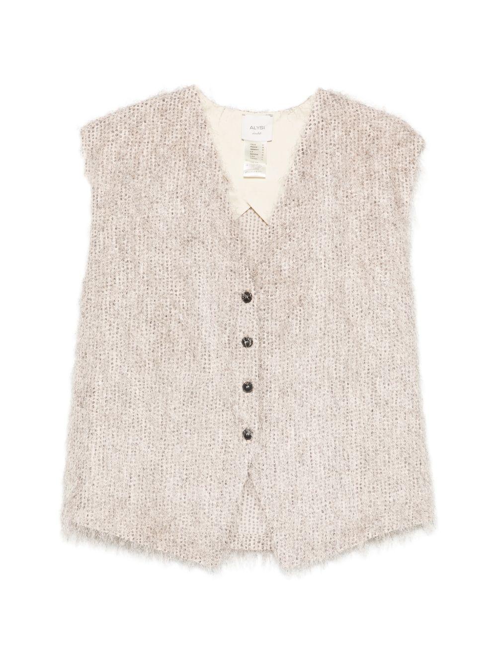 Gilet per donna Alysi beige con scollo a V 116838 P6213 POIS ALYSI 
