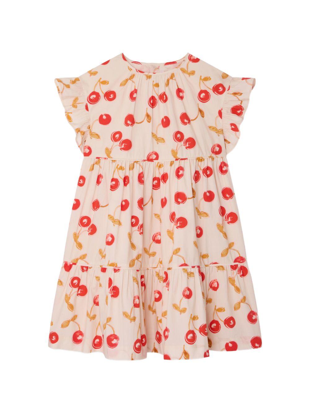 Abito Leontine per bambina Bonpoint beige con stampa Cherry S06GDRW00011 603A BONPOINT KIDS 