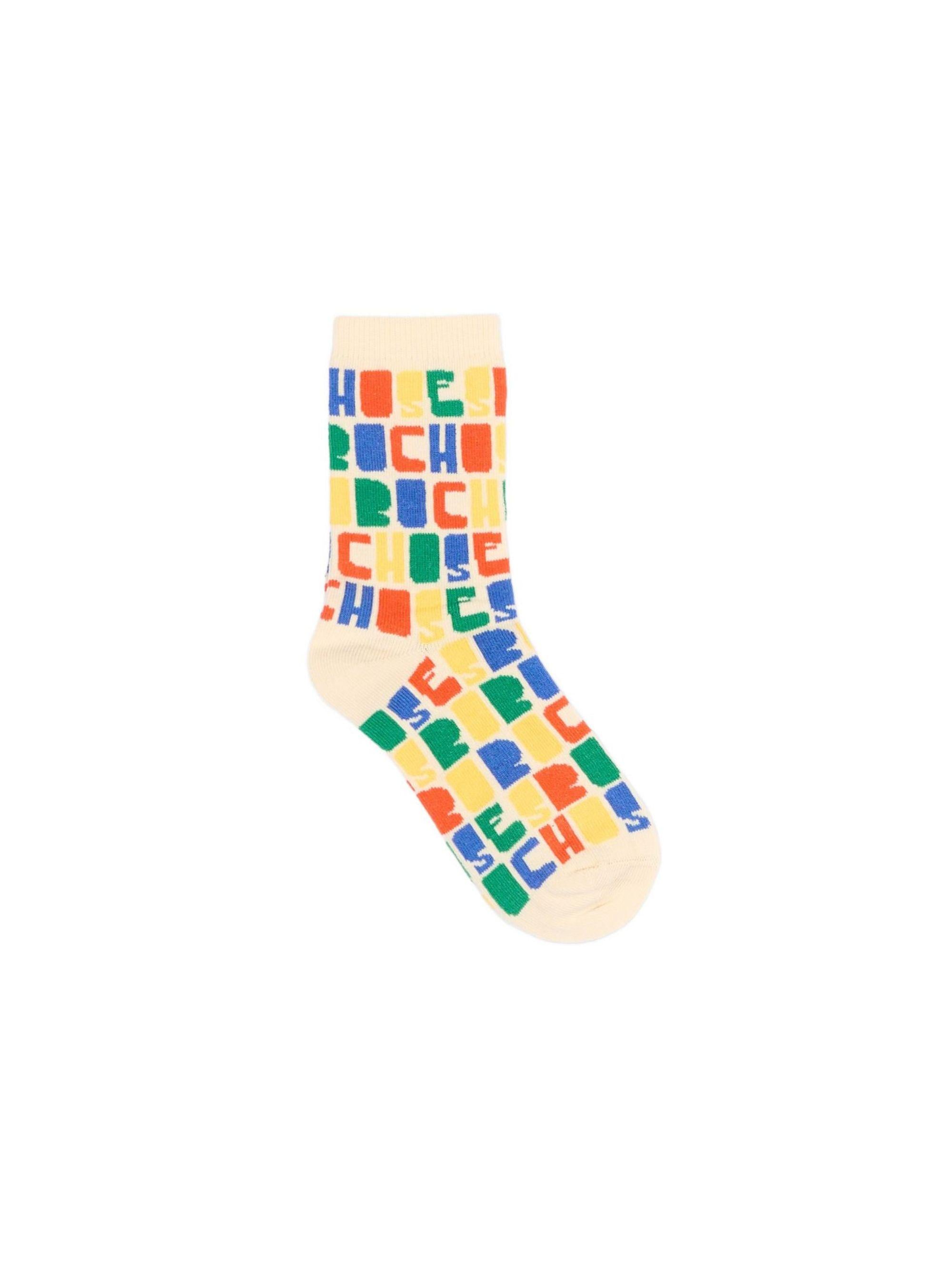 Calzini per bambini Bobo Choses beige con stampa logo all-over B126AI045 991 BOBO CHOSES 