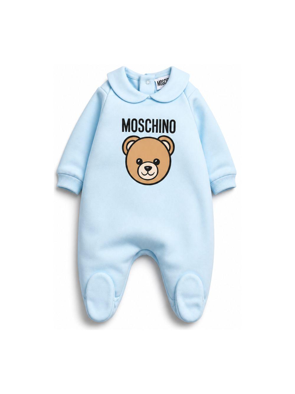 Tutina per neonato Moschino Kids azzurro con stampa Teddy Bear MUY09OLCA40 40304 MOSCHINO KIDS 