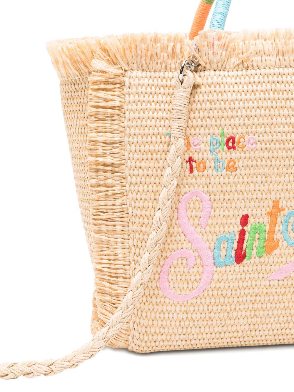 Borsa tote Colette MC2 Saint Barth beige con frange ricamate COL0017 02737L MC2 ST. BARTH KIDS 