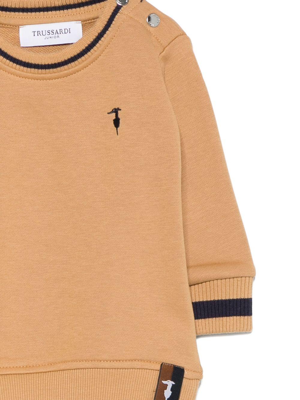 Felpa per neonato Trussardi Junior marrone con bordi a coste TIA25080FE APPLE CIN. TRUSSARDI JUNIOR 