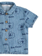Camicia per neonato Bobo Choses azzurro con stampa grafica all-over B126AB027 451 BOBO CHOSES KIDS 
