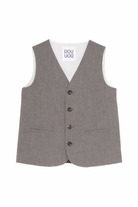 Gilet per bambino Douuod Kids grigio con bottoni e scollo a V DY2P82 I0321 808 DOUUOD KIDS 