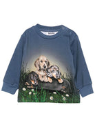 Felpa per neonato Molo blu con stampa cane 6W25A404 9679 MOLO 