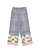 Pantaloni per bambina Monnalisa Kids grigi con motivo a fiori 71H402 8674 3294 MONNALISA KIDS 