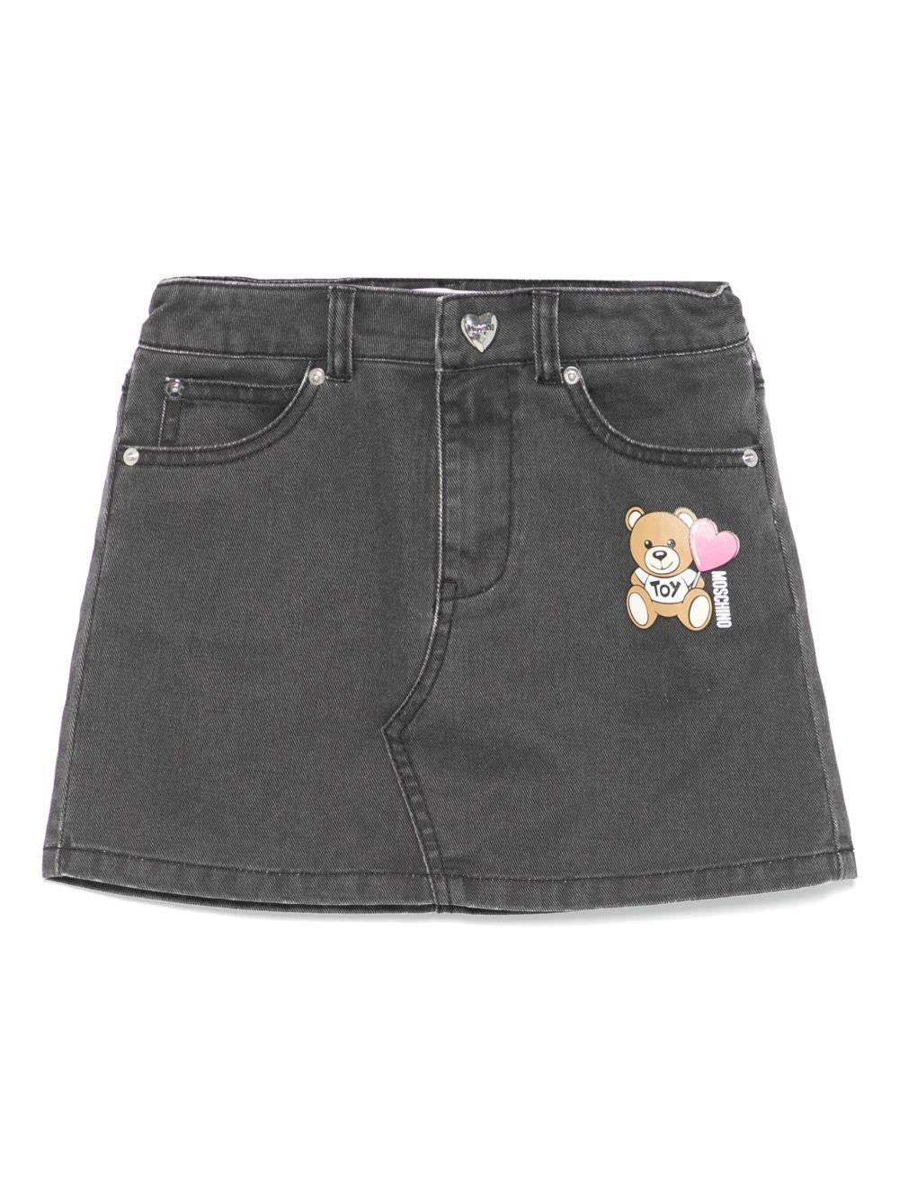 Minigonna denim per bambina Moschino Kids nero con passanti HAJ03MLOA14 60100 MOSCHINO KIDS 