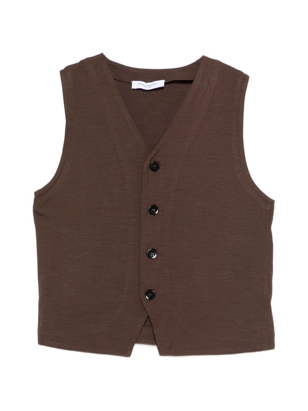 Gilet per bambino Paolo Pecora Kids marrone con chiusura a bottoni PP4189 EBANO PAOLO PECORA KIDS 