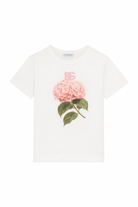 T-shirt per bambina Dolce & Gabbana Kids bianca con logo sul davanti L5JTNK G7P1G W0111 DOLCE & GABBANA KIDS 