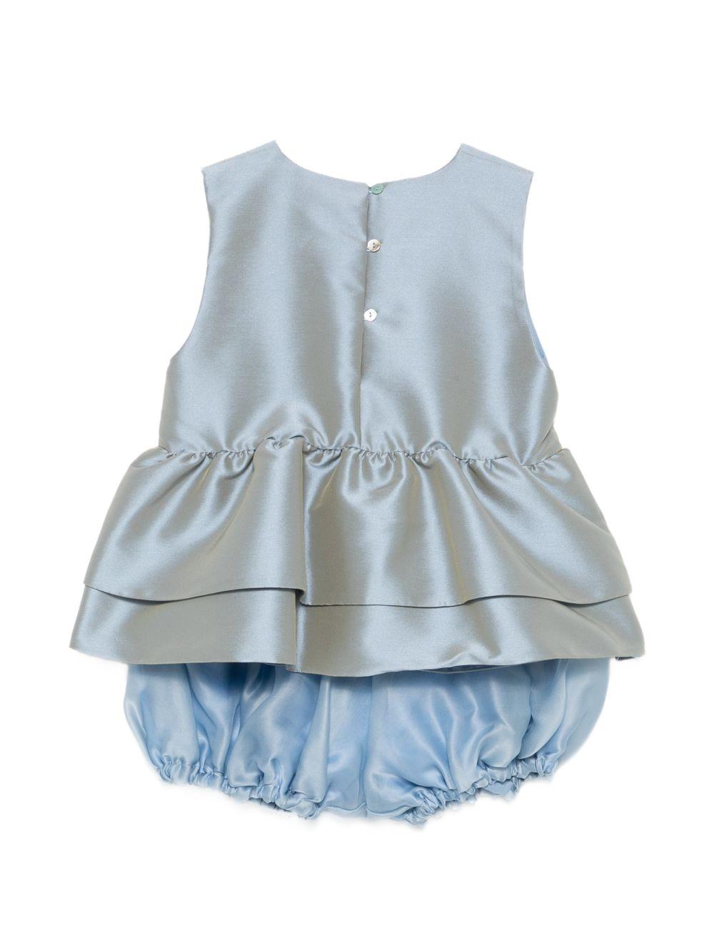 Set top e shorts per neonata A'lapage blu con applicazione floreale sul davanti AL41 AL05C CARTA DA ZUCCHERO A'LAPAGE KIDS 