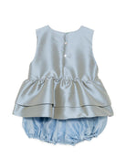 Set top e shorts per neonata A'lapage blu con applicazione floreale sul davanti AL41 AL05C CARTA DA ZUCCHERO A'LAPAGE KIDS 