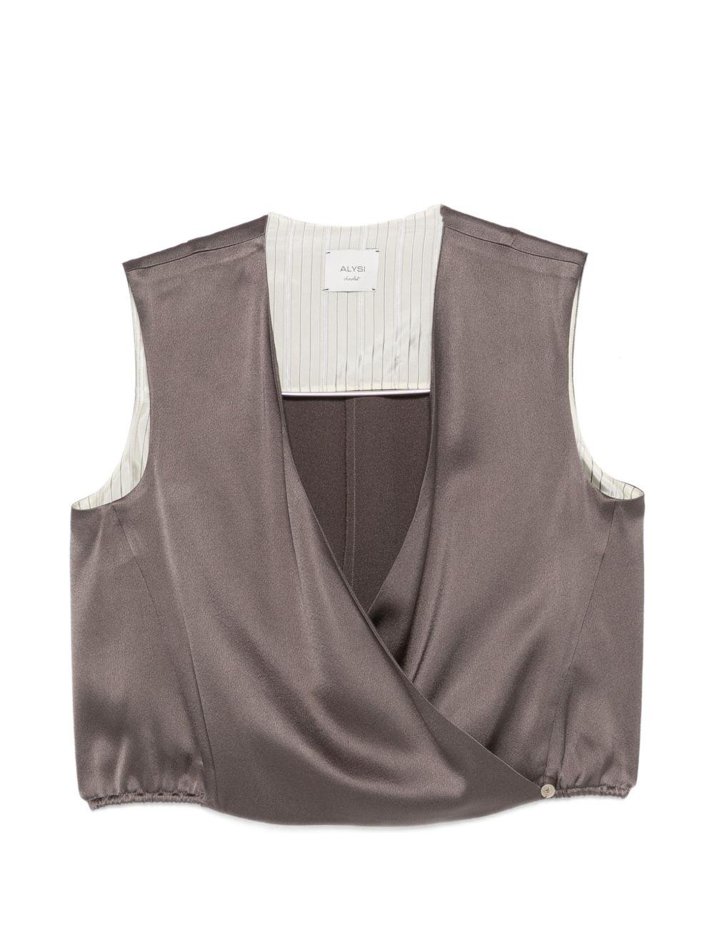 Top per donna Alysi marrone con scollo a V 116261 P6221 FA ALYSI 