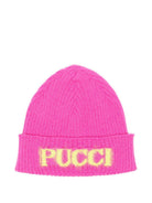Berretto per neonata Emilio Pucci Junior fucsia con logo intarsiato PZ0037 Z2362 543 EMILIO PUCCI KIDS 