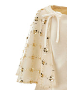 Abito per bambina Monnalisa beige con mantella con decorazione floreale 71G919RM 7997 0003 MONNALISA KIDS 