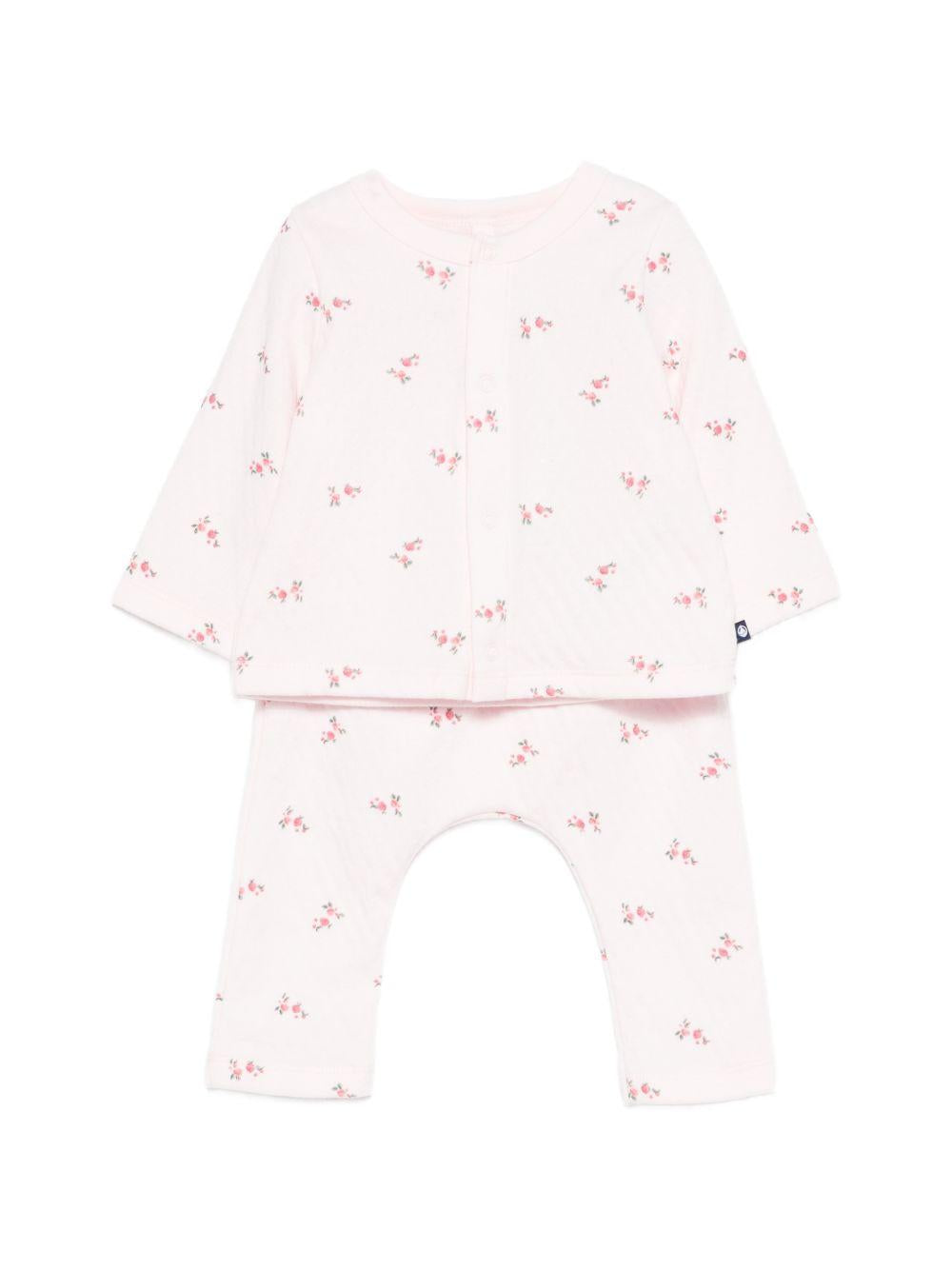 Set due pezzi t-shirt e pantaloni per neonata Petit Bateau rosa con stampa floreale A0FQZ 01 PETIT BATEAU KIDS 