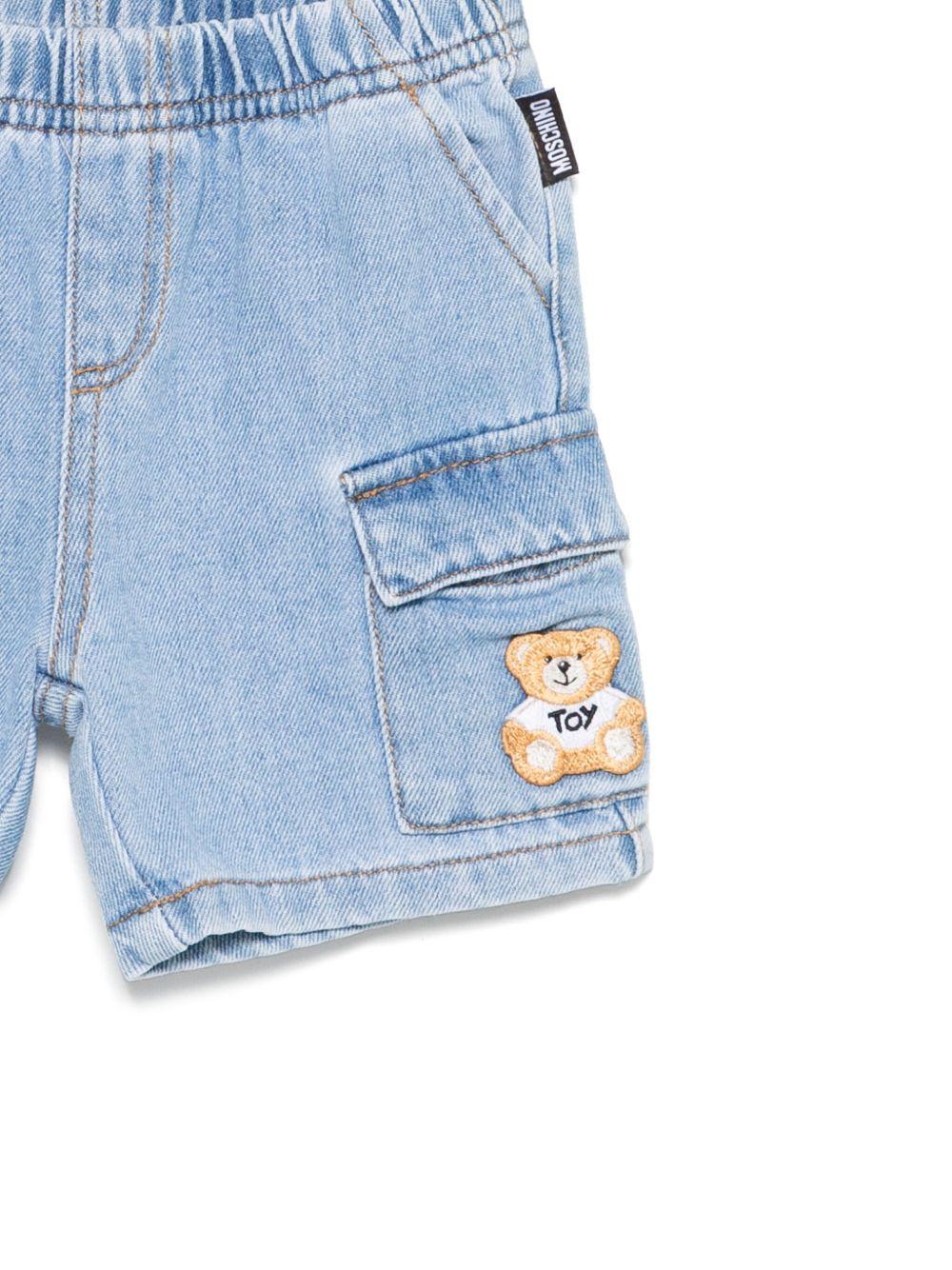 Pantaloncini ricamati Teddy Bear per neonata Moschino Kids blu con elastico in vita MUQ01GL0E34 41041 MOSCHINO KIDS 