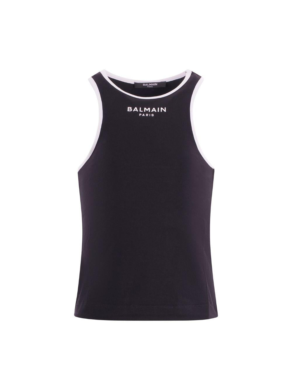 T-shirt per bambina Balmain Kids nera con logo stampato sul davanti BY8A12 Z3277 930BC BALMAIN KIDS 