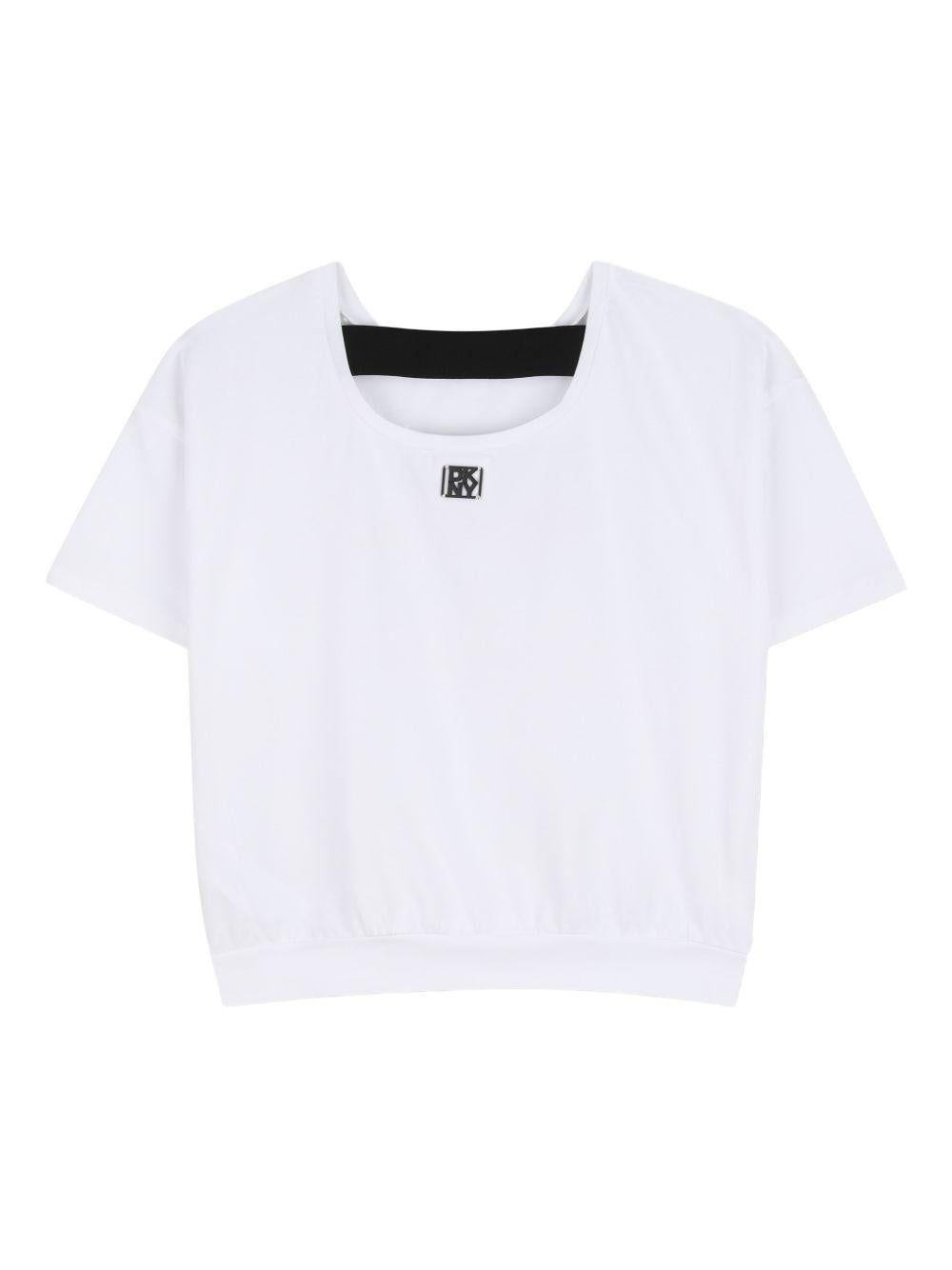 T-shirt per bambina Dkny Kids bianca con orlo elasticizzato D62624 10P DKNY KIDS 