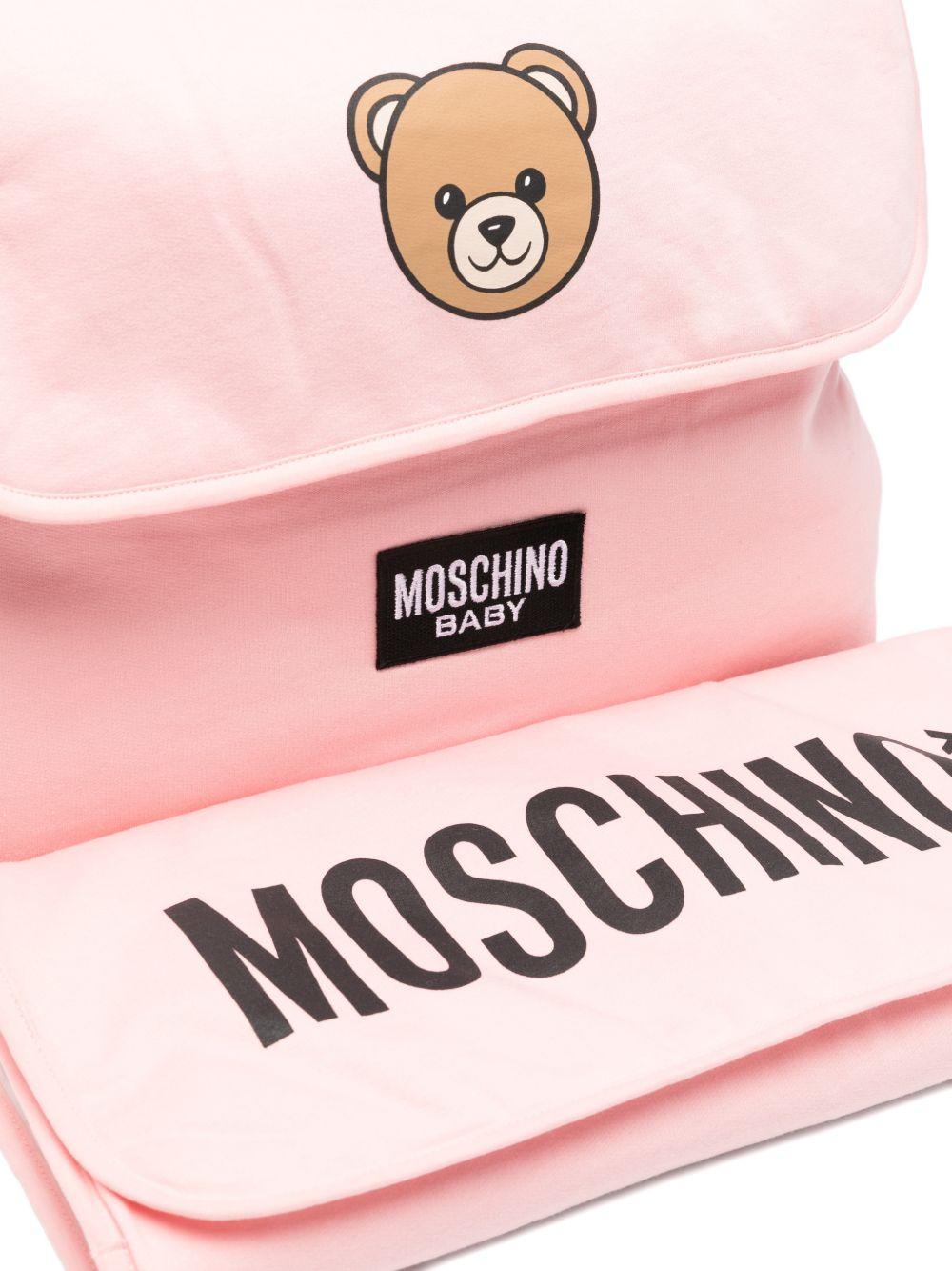 Borsa per neonata Moschino Kids rosa con stampa Teddy Bear MUX05VLCA19 50209 MOSCHINO KIDS 