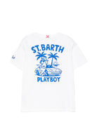 T-shirt per bambino MC2 Saint Barth Kids bianca con scritta "St. Barth Playboy" sul davanti PRL0001 00319L MC2 ST. BARTH KIDS 