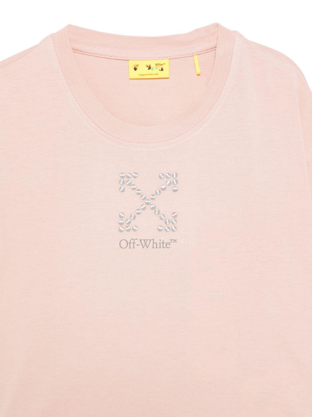 T-shirt per bambina Off-White Kids rosa con logo OGAA019F25JER002 3B07 OFF WHITE KIDS 