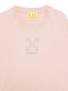 T-shirt per bambina Off-White Kids rosa con logo OGAA019F25JER002 3B07 OFF WHITE KIDS 